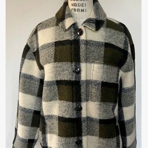 NWT Madewell Belrose Shirt Jacket Green Maren Plaid S
